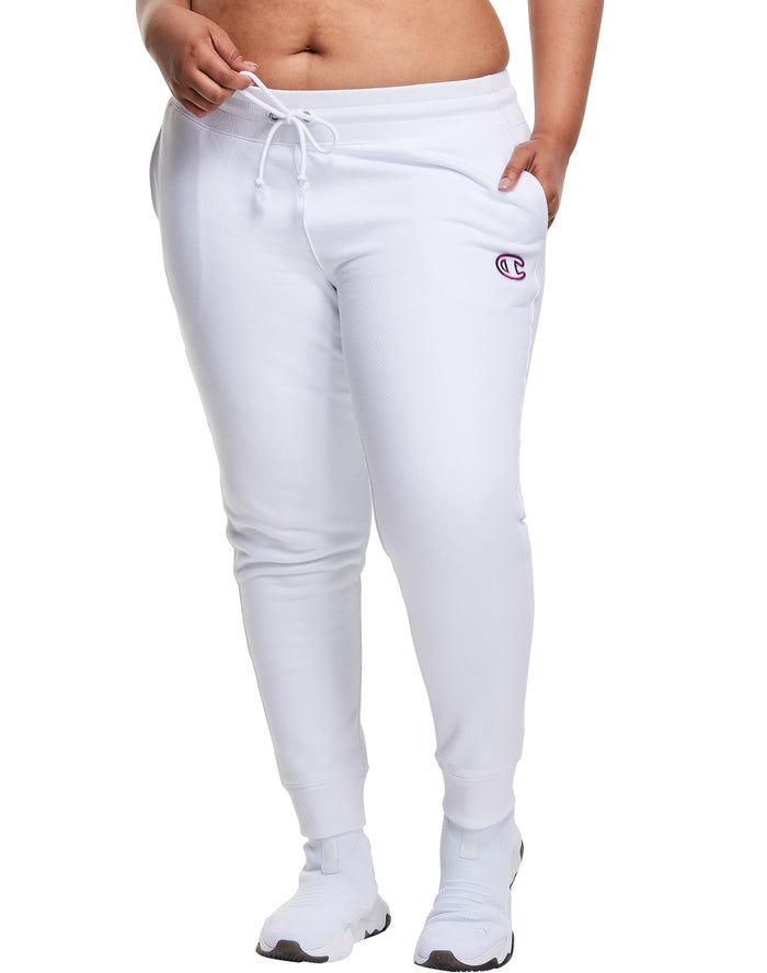 Champion Joggingbroek Dames - Wit - Plus Reverse Weave Triple Outline C Logo ( 321059-LOH )